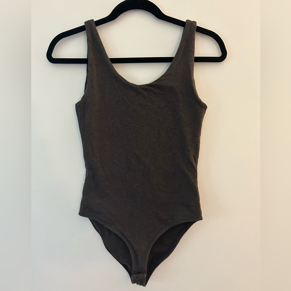 Pact Gray Scoop Neckline Cotton Bodysuit
